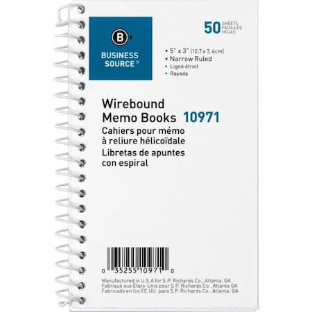 Business Source Book, Memo, Side-Open, 3X5, We 12PK BSN10971